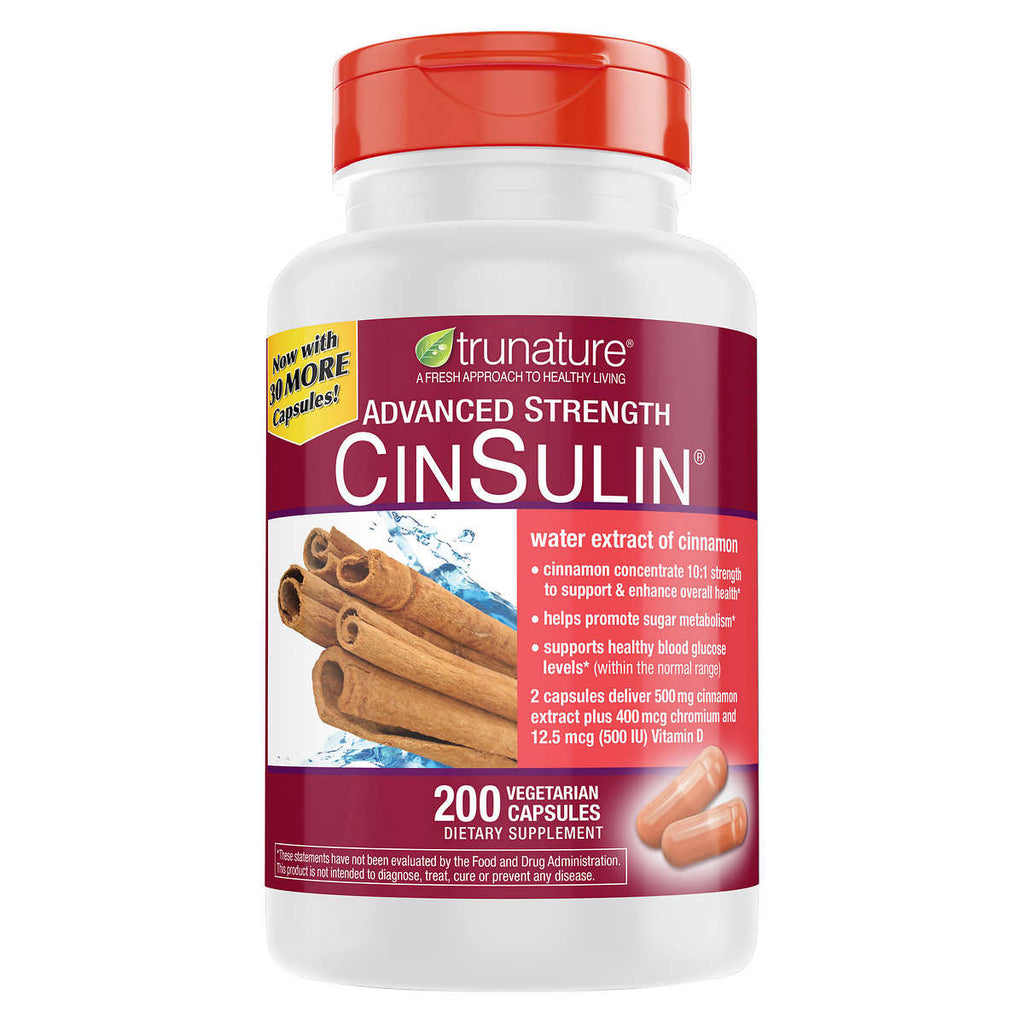 Усиленная Формула CinSulin trunature, 200 капсул