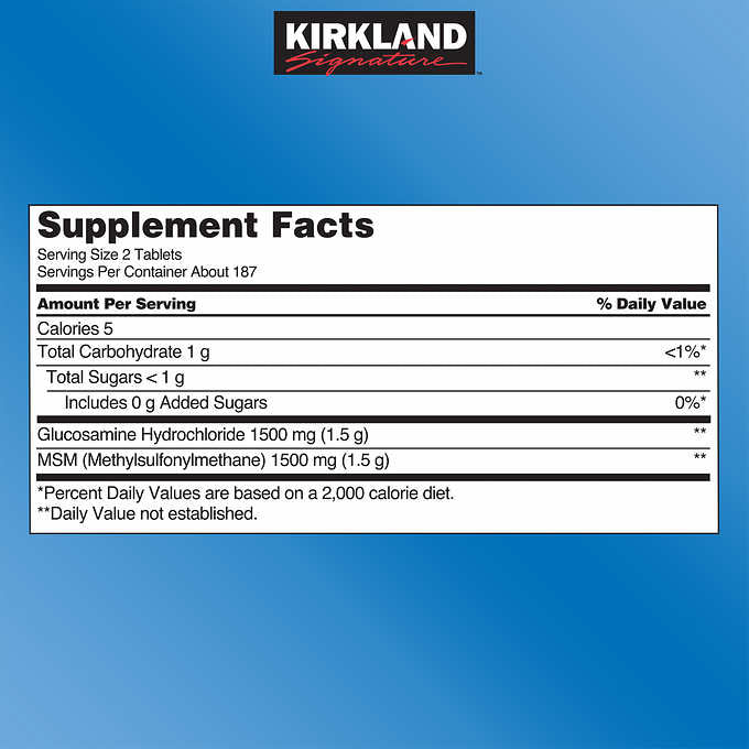 Глюкозамин HCI 1500мг + МСМ 1500мг, Kirkland Signature, 375 таблеток - Shopping TEMA