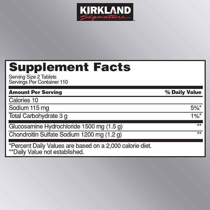 Глюкозамин 1500мг с Хондроитином 1200мг, Kirkland Signature, 220 таблеток - Shopping TEMA