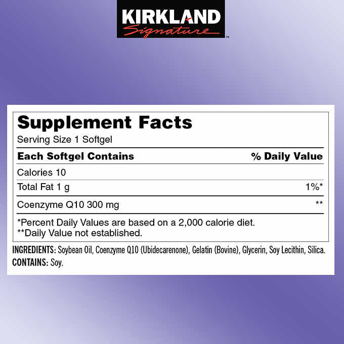 Комплекс для сердца Kirkland Signature CoQ10 300 мг, 100 капсул - Shopping TEMA
