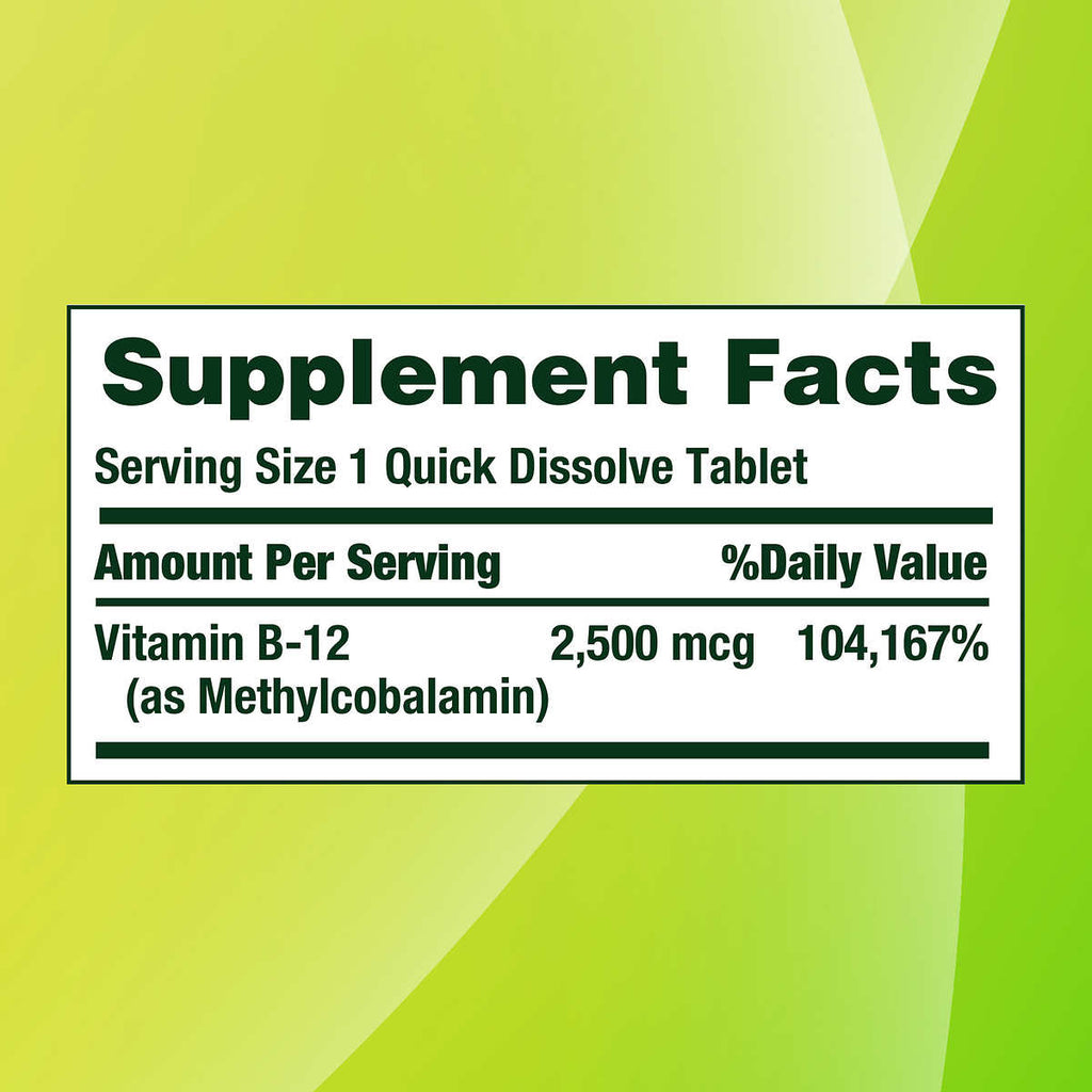 Витамин B-12 Nature's Bounty 2500 mcg, 300 таблеток - Shopping TEMA